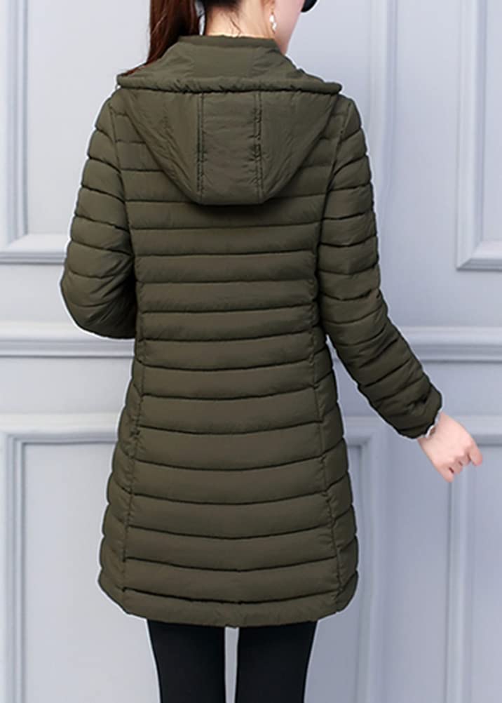 ORANDESIGNE Piumino Trapuntato Leggero da Donna Giacca Caldo Giubbotto Invernale Slim Fit Cappotto con Cappuccio Giubbino Aderente di Media Lunghezza