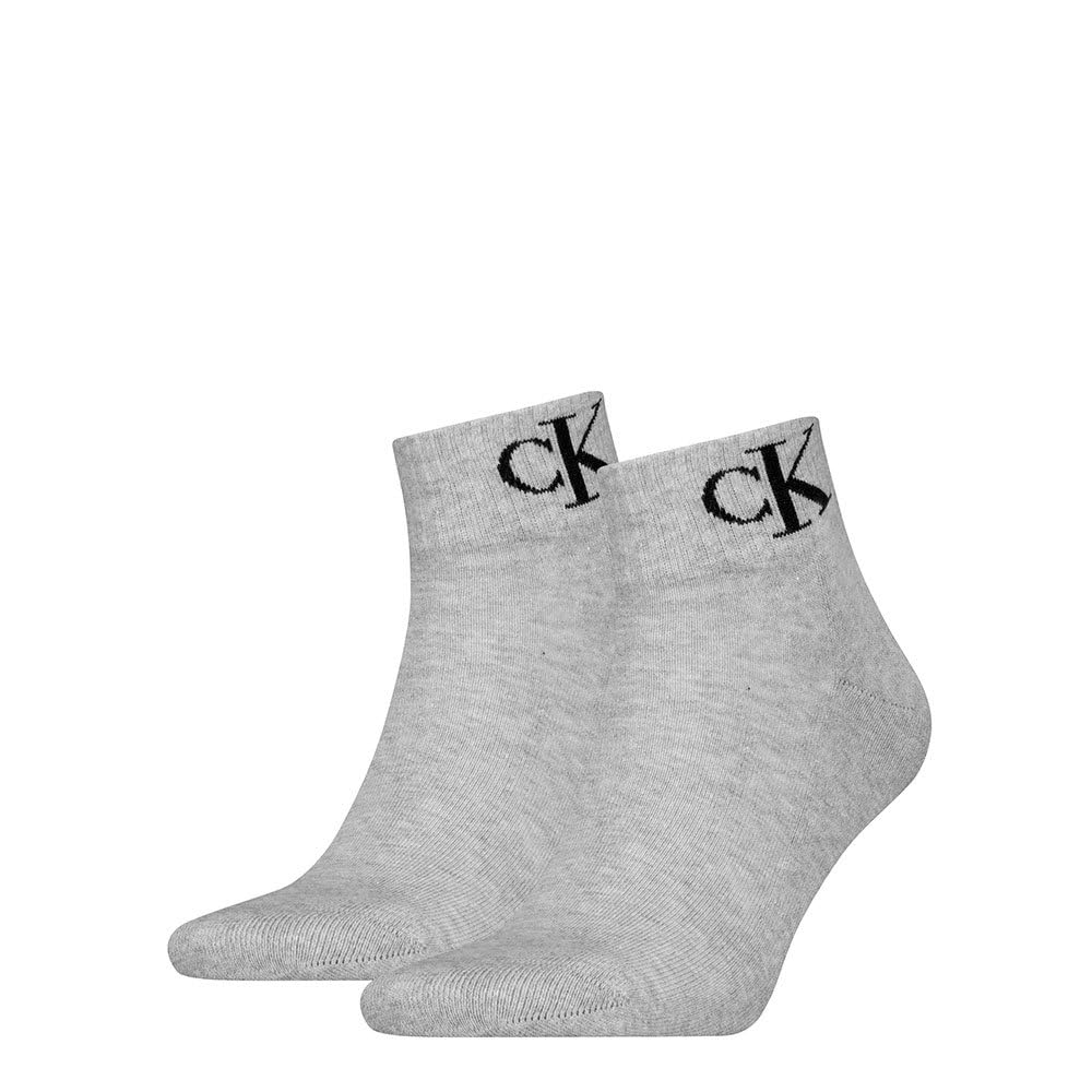 Calvin Klein Women Monogram Quarter Socks Grau 35/38 – 2P
