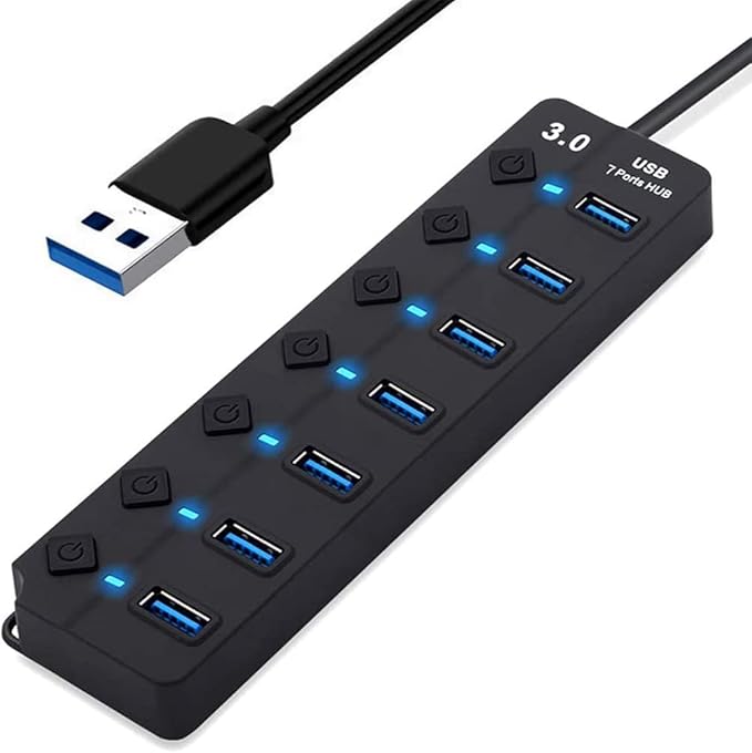 Hesty USB Hub, 7 Port 3.0 Multi Data Ports Hub Splitter mit ...
