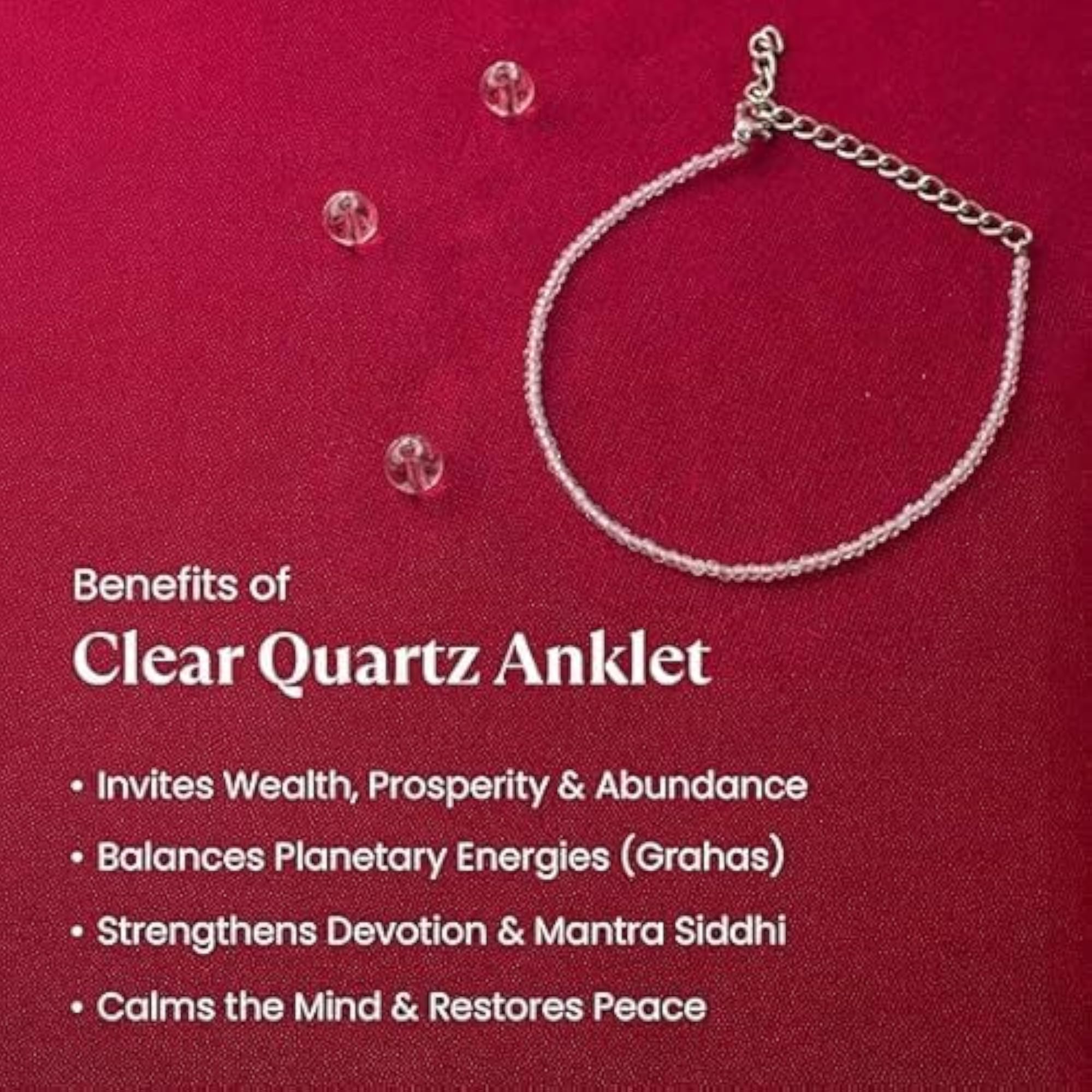 Natural Clear Quartz Dhan Yog Anklet Combo for Women & Girls