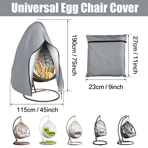 Teynewer Patio Hanging Egg Chair Cover, Outdoor Single Seat Cocoon Swing Egg Chair Veranda Garden Large Cover - Image 3