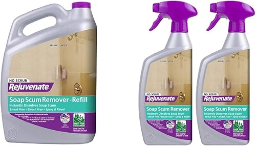 Rejuvenate Fórmula de limpieza para eliminar residuos de jabón sin exfoliantes y sin exfoliantes, limpiador de puerta de vidrio de ducha funciona en
