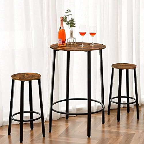 HOOBRO Bar Stools Set of 2, Wooden Bar Chairs, Kitchen Counter Breakfast Bar Stools, Kitchen Stools with Footrest, Industrial, for Home Pub Bar Table, Living Room, Lounge, Rustic Brown EBF02BY01