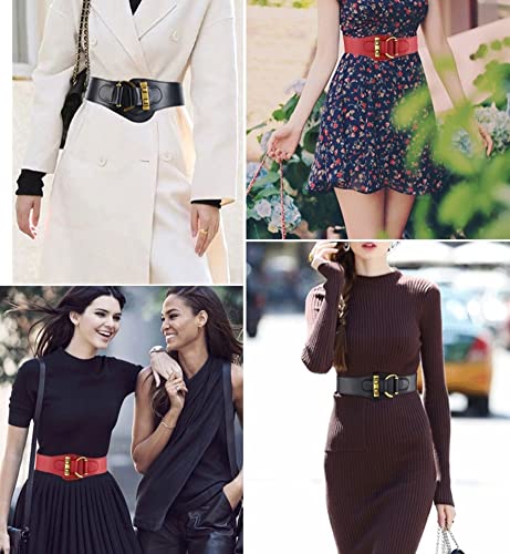 Toptim Womens Elastic Waist Belt Vintage Leather Wide Waistband4
