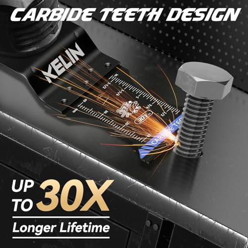 Image of KELIN 6 PCS Carbide and Titanium Multitool Blades Kit, Heavy Duty Oscillating Tool Saw Blades for Steel Bolts Screws Metal Wood Cutting with Hangable Case, Universal Interface Fit Bosch Fein Dewalt