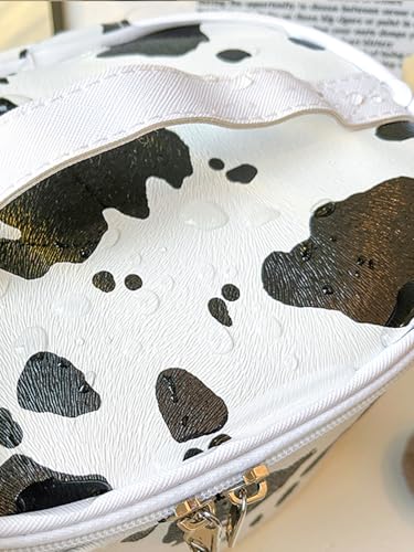 Image of Cute Makeup Bag Small Travel Cosmetic Bags for Women Teen Girls Medium Pouch Toiletry Bag PU Waterproof Organizer Case (Cow)