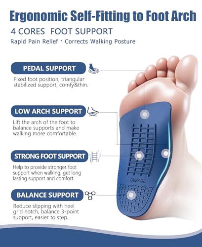 Image of Arch Support Inserts Women Men Plantar Fasciitis Insole Heavy Duty Support | 3 Height Custom Fit All Arch Types, Foot Support for High Arch & Flat Feet , 3 /4 Length Orthotic, Walk Comfort & Pain Relief