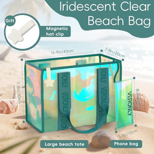 VERONLY Clear Beach Tote Bag for Women Girls Large Waterproof with Pocket for Swim Pool Travel Vacation2