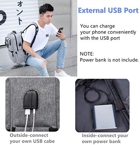 YALUNDISI Laptop Backpack for Women Men Vintage Backpack Bookbags Anti Theft Bookbag 16 inch Grey3