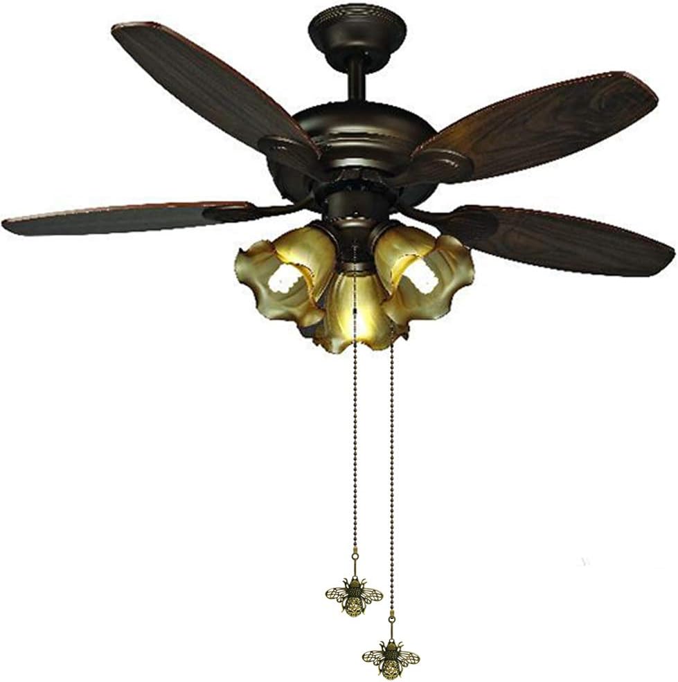 Ceiling Fan Pull Chain Extender, 2-Pack 12 Inch Vintage Bee Decorative Pull Chains for Ceiling Fans and Lights with Charm Pendants & Ball Chain Connectors (Queen Bee)