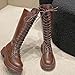 Leather Boots for Women Knee High Leather Round Toe Fall Winter Casual Fashion High Heel Zipper Mid Calf Boots