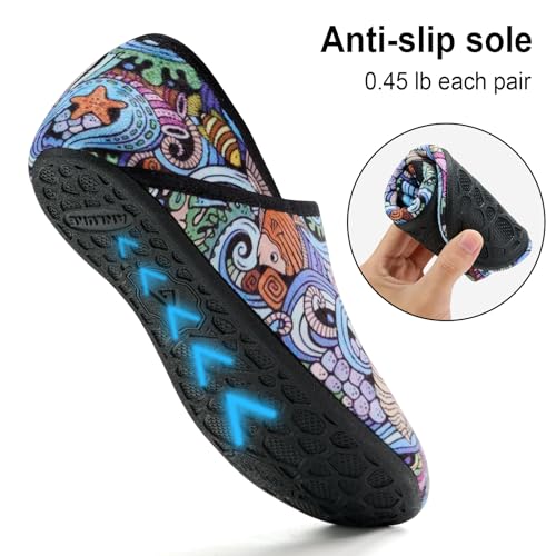 Image of ANLUKE Slipper for Women Men Slipper Socks Fuzzy House Shoes Rubber Sole Slip On Soft-Lightweight Non Slip Indoor /Outdoor Colorfulboho