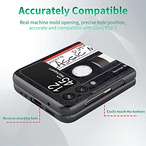 Rossy For Samsung Galaxy Z Flip 3 Case, Thin Slim Fit Hard Pc Shookproof Folding Stylish Non-Slip Anti-Scratch Protection Phone Case For Samsung Z Flip 3 5G (2021),Retro Audio Cassette #TOP1