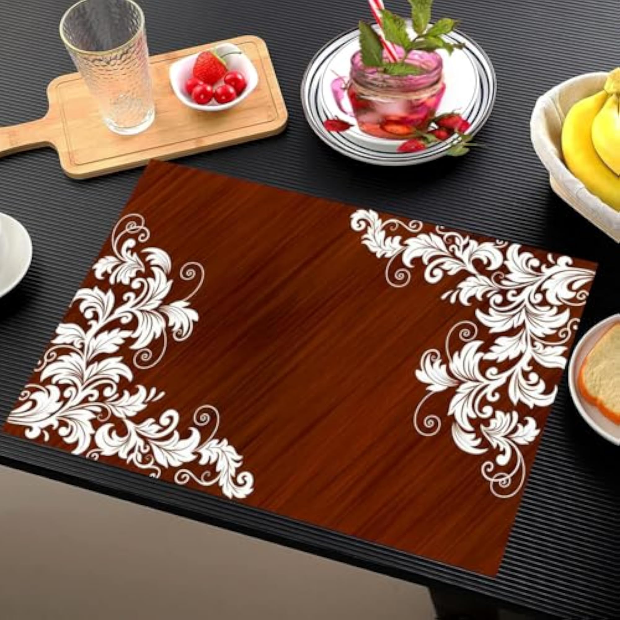 Printed PVC Waterproof Table Mats for Dining, Set of 6