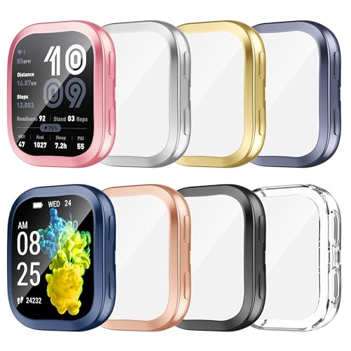 Tiorecime 8 Pack Case Compatible for Amazfit Bip 6 with Tempered Glass Screen Protector Shockproof Soft TPU Cover Compatible with Amazfit Bip 6