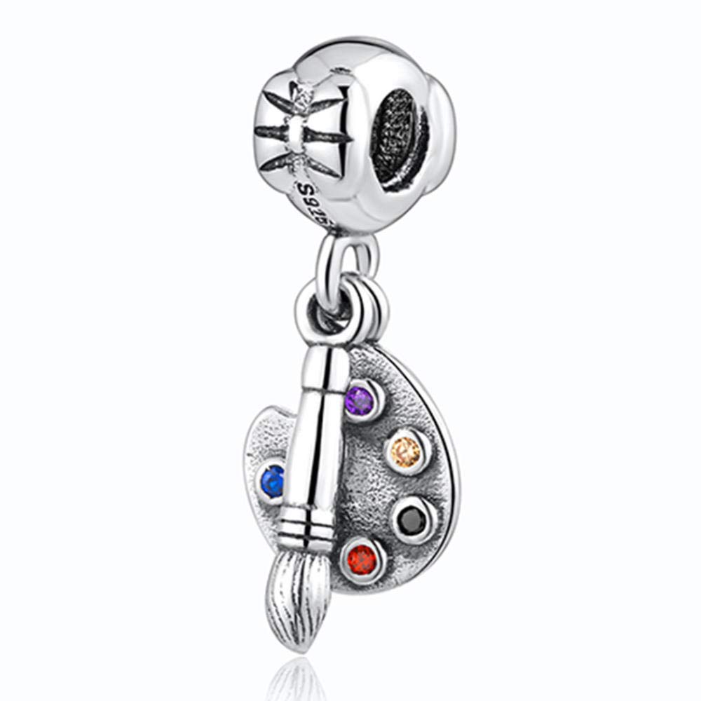 Art Painter Palette Dangle Charms per bracciale Pandora, ciondolo in argento sterling si adatta al braccialetto Pandora Charm, regalo per la festa della mamma - Italia