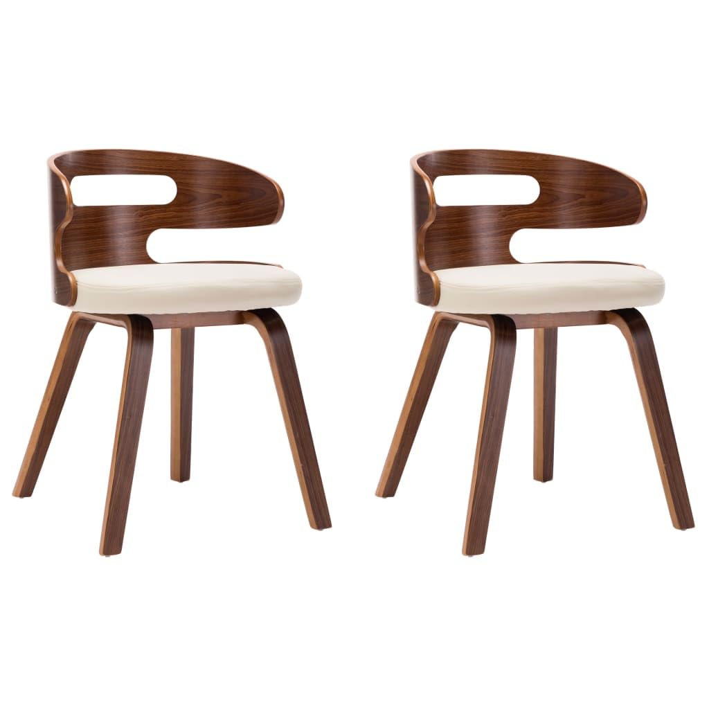 Juego de 2 sillas de comedor, madera curvada y piel sintética, 48 x 49 x 68 cm, diseño moderno, respaldo alto, asiento cómodo