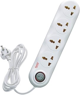Ajanta 4 Way Extension Board (White) -1.5 Meter Heavy Duty Wire - Spike & Surge Guard Price In India