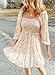 Dokotoo Womens Dresses 2025 Early Fall Fashion Vintage Boho Floral 3/4 Sleeve Square Neck Smocked A-Line Flowy Swing Babydoll Mini Sun Cute Dress Western Outfit Sundress Beach Vacation Beige Medium
