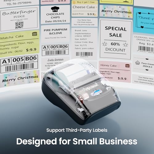Image of CLABEL Label Maker Machine with Tape, 221B Thermal Bluetooth Label Printer 2 Inch Portable Barcode Inkless Sticker for Small Business, Retail Office,Office, Home, Came with 1 Roll Label (Blue)