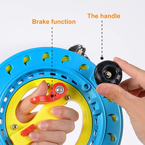 Migreon 7.87In Kite String Reel Winder With Brake,Kite String With Reel,1000Ft 75 Lbs Durable Line Kite String Tools For Adults/Kids/Teens/Women,With Safety Gloves (Blue Reel With 1000Ft 75Lb Line) #TOP2