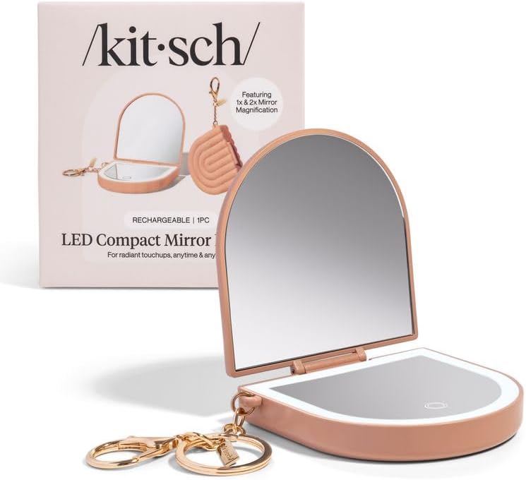 Kitsch Compact Mirror Keychain – Travel Makeup Mirror with Lights...
