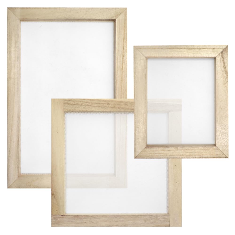 3 Pieza Bastidor Papel Reciclado Marco para Fabricación de Papel con Malla Madera Bastidor para la Fabricación de Papel de DIY, Serigrafía, Proyectos de Arte