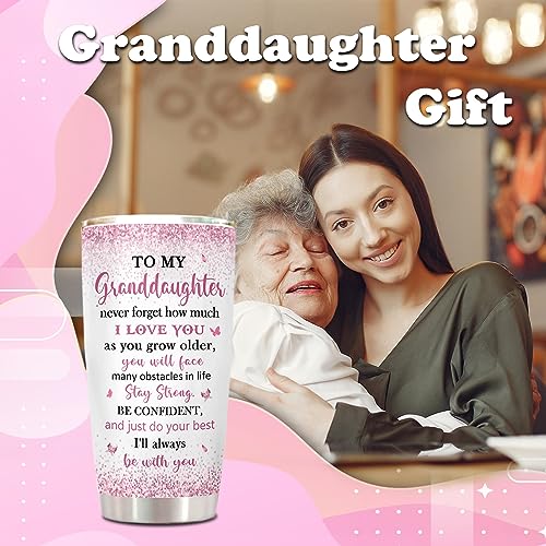 Image of ZANIION Granddaughter Gifts from Grandma, Granddaughter Gifts Tumbler, Great Gifts for Granddaughter, Granddaughter Birthday Graduation Gift from Grandparents, To My Granddaughter Coffee Cup 20oz 1PC