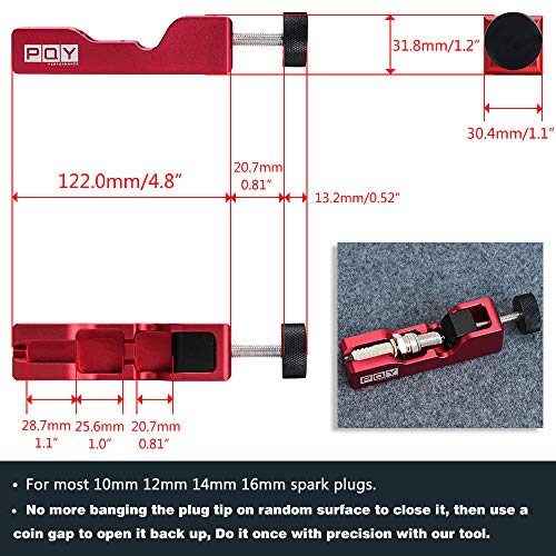 Image of Universal Spark Plug Gap Tool, Spark Plug Gapper Gapping Tool Adjuster for Most 10mm 12mm 14mm 16mm Sparkplug Red
