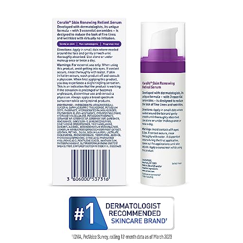 CeraVe Anti Aging Retinol Serum | Cream Serum for Smoothing Fine Lines and Skin Brightening | With Retinol, Hyaluronic Acid, Niacinamide, and Ceramides | 1 Ounce - Image 7