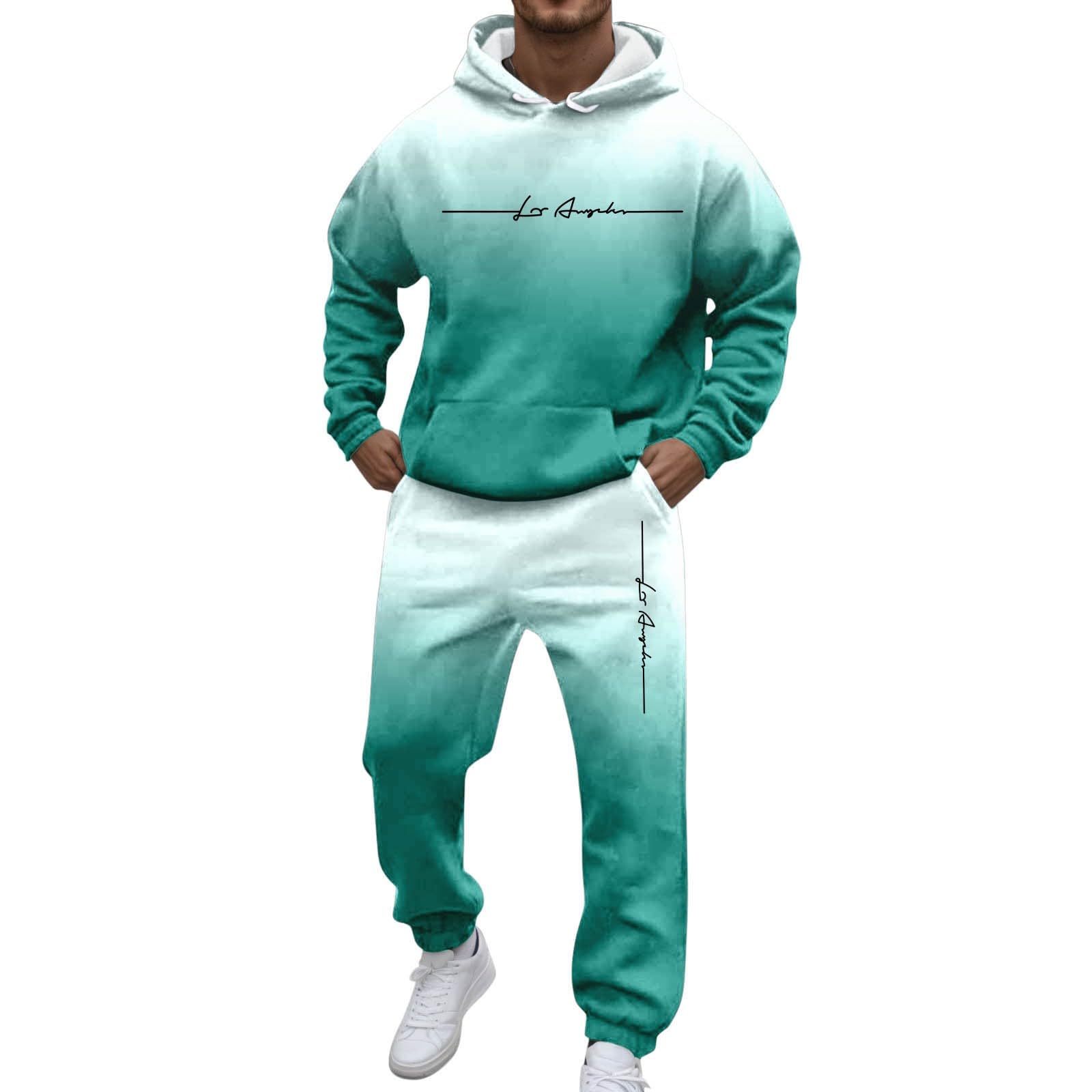 Męski dres do biegania, zestaw New York z logo, gradient kolorów Y2K, dres treningowy z kapturem i spodnie do biegania, dwuczęściowy, z długim rękawem, dres sportowy z kieszeniami, wygodny zestaw do