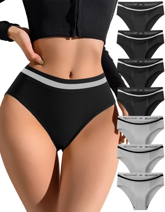 Womens Bikini Underwear High Waisted Seamless Panties High Cut Tagless Soft Cheeky Ladies Panties 7 Pack