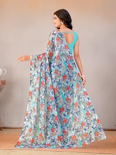 Image of Garden Vareli Floral Print Chiffon Saree