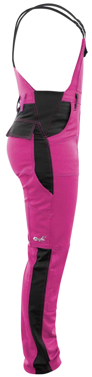 strongAnt Peto elástico de Trabajo para Mujer, pantalones de trabajo con bolsillos para rodillera - Negra Blanca Rosa