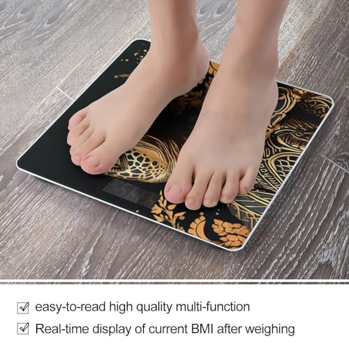 Báscula Digital Baño con Diseño Tortuga Negra y Dorada miniatura 5