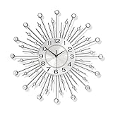 Grande orologio da parete in cristallo a raffica di sole, silenzioso e senza ticchettio, orologio decorativo moderno di lusso con strass scintillanti, per soggiorno, camera da letto, ufficio
