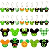 D2ucco 30Pcs St. Patrick’s Day Mouse Wood Hanging Ornaments Shamrock Lucky Clover Hanger Bauble Tref