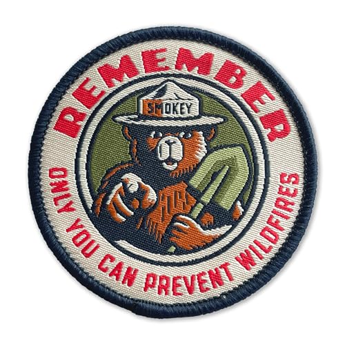 Officially Licensed Smokey Bear Patch - Remember Only You Can Prevent Wildfires Vintage Iron-On Embroidered Patch for Hats and Accessories 2.5" Diameter (Black Border)