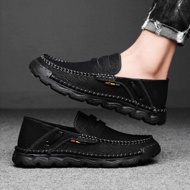Shoes Men's Outdoor Slip-on Loafers Versatile Comfortable Round-Toe Oxford Shoes Men Fashionable Thick-Soled Non-Slip Shoes for Travel Shopping Driving3