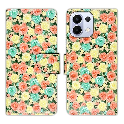 Image of Rose Yellow Flip Cover for Oppo K13 5G| Leather Finish|Shock Proof|Magnetic Clouser Compatible with Oppo K13 5G (Yellow)