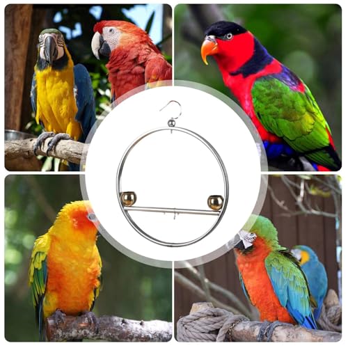 Perchoir pour oiseaux en inox suspendu avec mangeoires intégrées