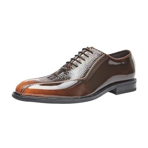 Men's Pointed Embossed Business Formal Lace-up Oxford Shoes Wedding Groom Shoe Breathable Comfortable Low-top Black Brown