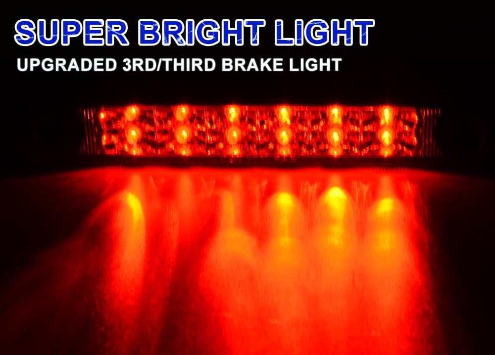 PIT66 LED 3rd Brake Lights Compatible with Nissan Frontier 2001-2004 Rear Third Brake Cargo Lamps High Mount Stop Parking Lights White housing Smoky Lens