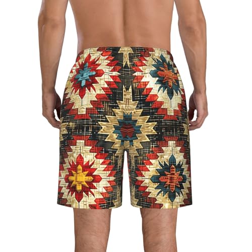 Native American Old Geometric Wood Vintage Brown Men's Quick Dry Swim Trunks Surfing Beach Mesh Board Shorts3