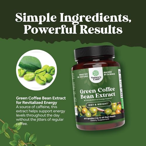 Pure Green Coffee Bean Extract - Super Energizing Green Coffee Extract with 50% Chlorogenic Acid for Antioxidant Heart Health Mental Focus and Size Reduction - Natural Energy Supplement for Adults - Image 5