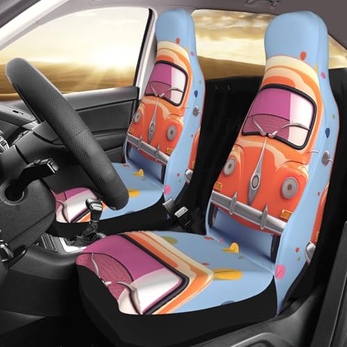 Housse de siège avant de voiture dessin animé x2 - Protections universelles pour auto et SUV