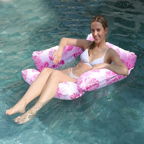 CUVZORA Luftmatratze Pool, 4 in 1 Wasserspielzeug Wasserhängematte, Wasserhängematte, Schwimmsessel für Pool, Pool Spielzeug, für Strand, Pool und See(Schildkrötenblatt Pulver)