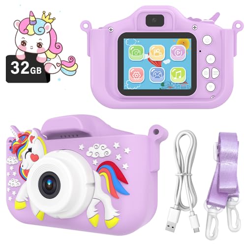 Kids Digital Camera for Boys & Girls, Toy Camera for Kids Ages 3-7, Fun Gifts for Boys 3-5, 4-6, Toddler Camera, Kids Electronics, for Kids (Unicorn Camera)