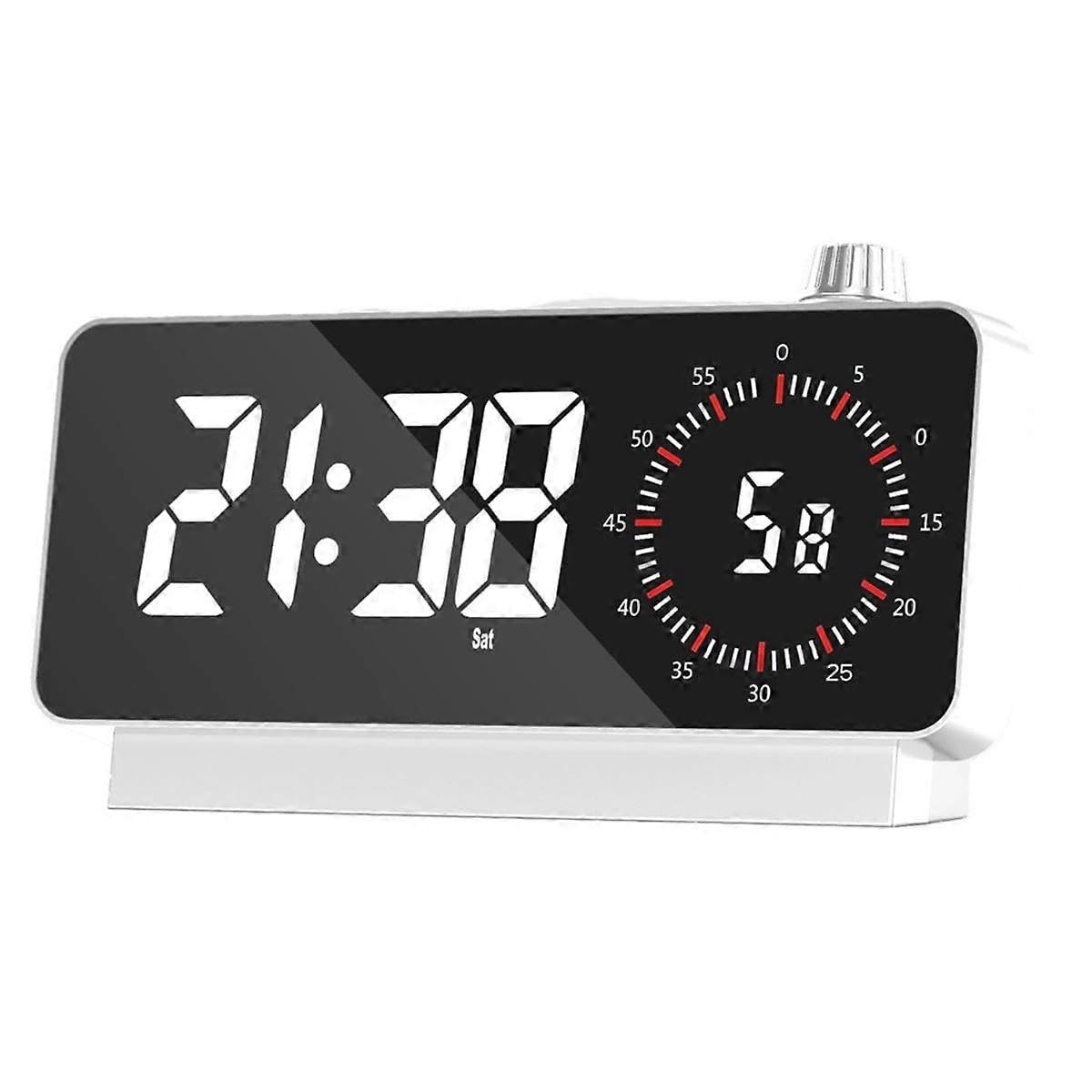 JOYHAPPST Alarm Clock with : Digital Desk Clock Battery Operated Countdown for Study Office-Alarm Clocks for Bedrooms White