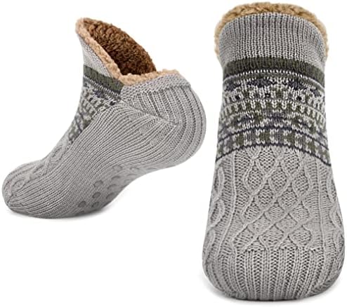 Slipper Socks for Women Men Warm Holding Sock Non Slip Knitted Thick Sherpa Fleece Lined Cosy Winter Fluffy Bed Slippers Suitable for Indoor Home House Floor